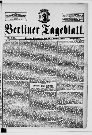 Berliner Tageblatt und Handels-Zeitung on Oct 17, 1874