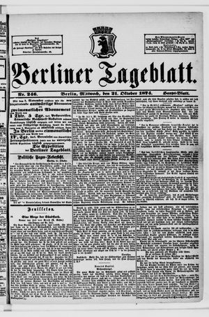 Berliner Tageblatt und Handels-Zeitung vom 21.10.1874