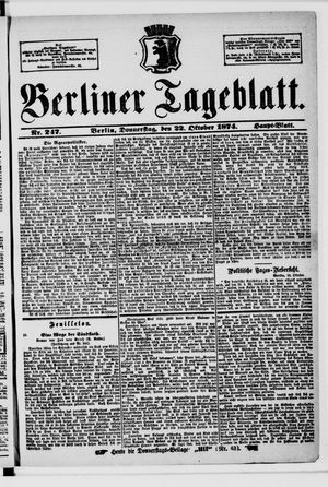 Berliner Tageblatt und Handels-Zeitung vom 22.10.1874