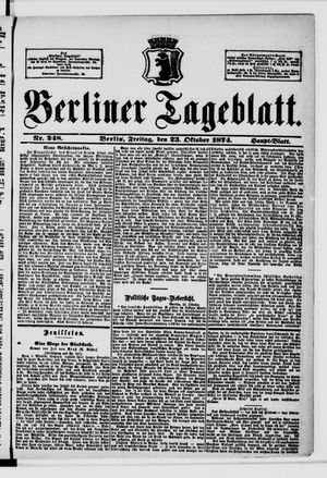 Berliner Tageblatt und Handels-Zeitung on Oct 23, 1874