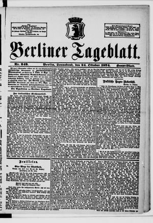 Berliner Tageblatt und Handels-Zeitung on Oct 24, 1874