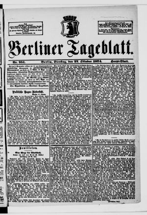 Berliner Tageblatt und Handels-Zeitung on Oct 27, 1874