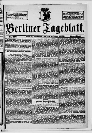 Berliner Tageblatt und Handels-Zeitung vom 28.10.1874