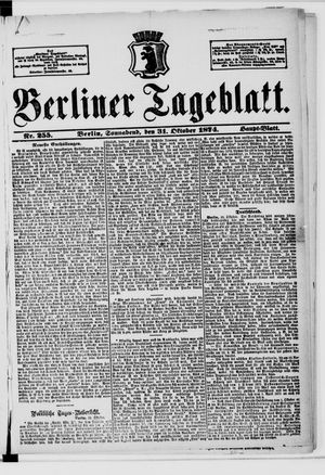 Berliner Tageblatt und Handels-Zeitung vom 31.10.1874