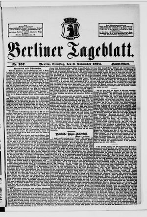 Berliner Tageblatt und Handels-Zeitung vom 03.11.1874