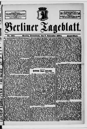 Berliner Tageblatt und Handels-Zeitung vom 07.11.1874