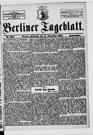 Berliner Tageblatt und Handels-Zeitung on Nov 11, 1874