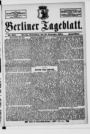 Berliner Tageblatt und Handels-Zeitung vom 12.11.1874