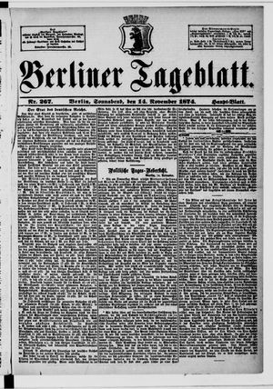 Berliner Tageblatt und Handels-Zeitung vom 14.11.1874