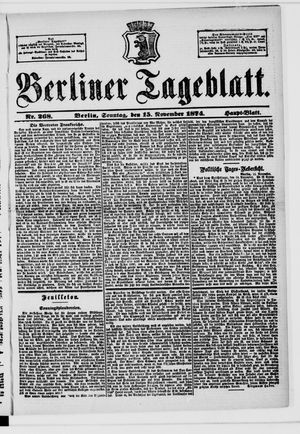 Berliner Tageblatt und Handels-Zeitung vom 15.11.1874