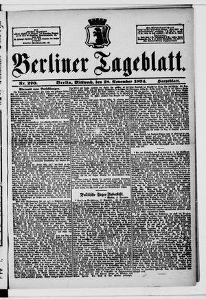Berliner Tageblatt und Handels-Zeitung vom 18.11.1874