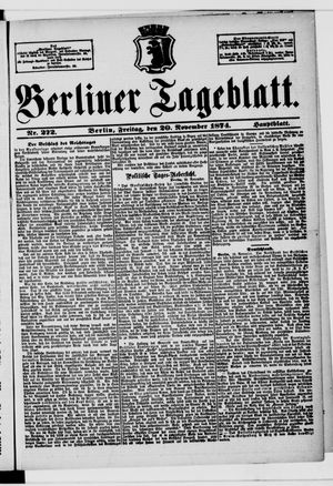 Berliner Tageblatt und Handels-Zeitung on Nov 20, 1874