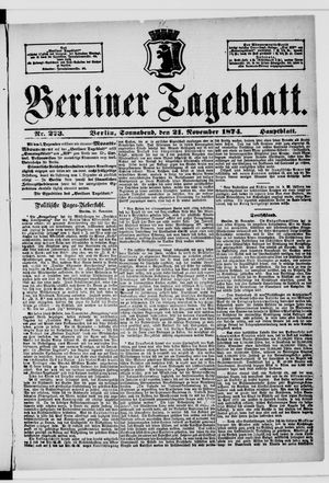 Berliner Tageblatt und Handels-Zeitung vom 21.11.1874