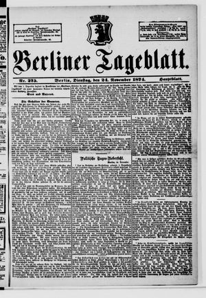 Berliner Tageblatt und Handels-Zeitung vom 24.11.1874