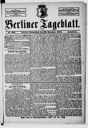 Berliner Tageblatt und Handels-Zeitung vom 26.11.1874