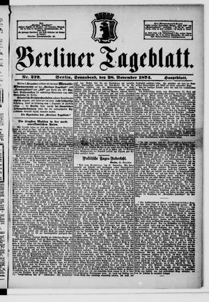 Berliner Tageblatt und Handels-Zeitung on Nov 28, 1874