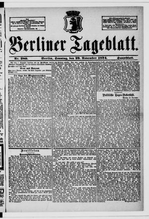 Berliner Tageblatt und Handels-Zeitung on Nov 29, 1874