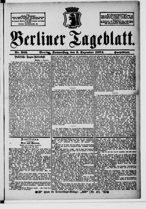 Berliner Tageblatt und Handels-Zeitung vom 03.12.1874