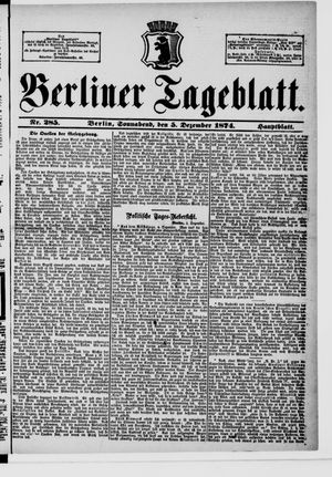 Berliner Tageblatt und Handels-Zeitung vom 05.12.1874