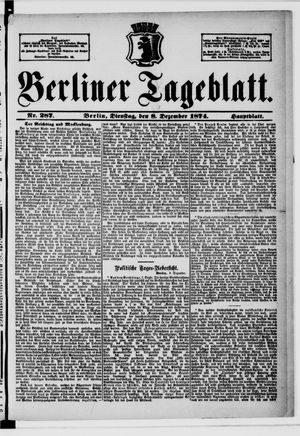 Berliner Tageblatt und Handels-Zeitung vom 08.12.1874