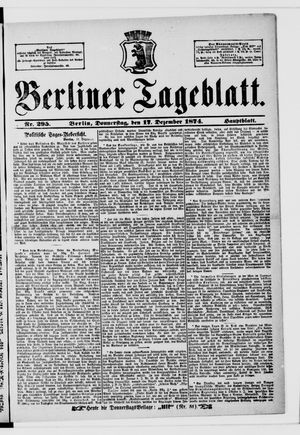 Berliner Tageblatt und Handels-Zeitung vom 17.12.1874