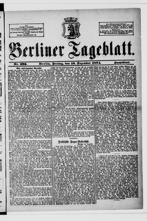 Berliner Tageblatt und Handels-Zeitung vom 18.12.1874