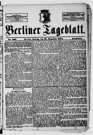 Berliner Tageblatt und Handels-Zeitung on Dec 25, 1874