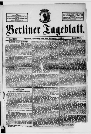 Berliner Tageblatt und Handels-Zeitung vom 29.12.1874