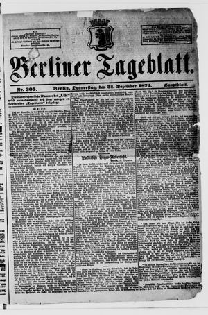 Berliner Tageblatt und Handels-Zeitung vom 31.12.1874