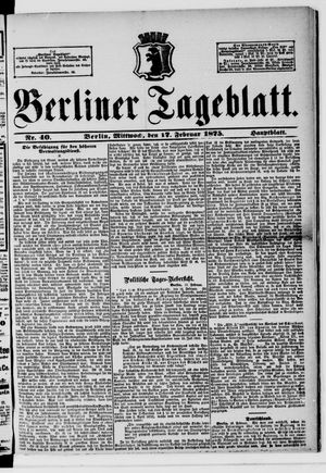 Berliner Tageblatt und Handels-Zeitung on Feb 17, 1875