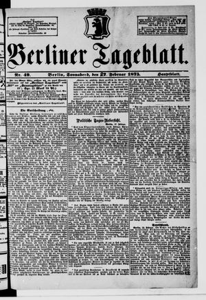 Berliner Tageblatt und Handels-Zeitung vom 27.02.1875