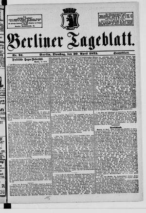 Berliner Tageblatt und Handels-Zeitung vom 20.04.1875