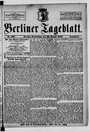 Berliner Tageblatt und Handels-Zeitung on Aug 26, 1875