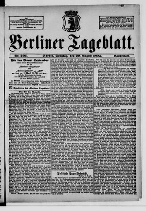 Berliner Tageblatt und Handels-Zeitung on Aug 29, 1875