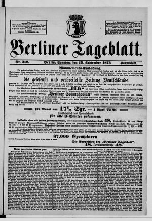 Berliner Tageblatt und Handels-Zeitung vom 19.09.1875