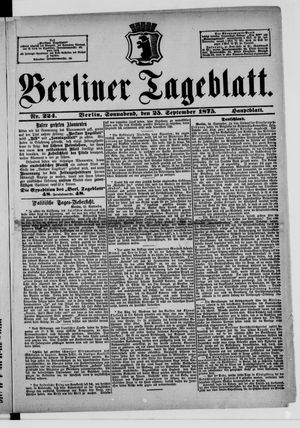 Berliner Tageblatt und Handels-Zeitung vom 25.09.1875