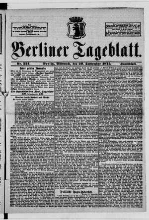 Berliner Tageblatt und Handels-Zeitung on Sep 29, 1875