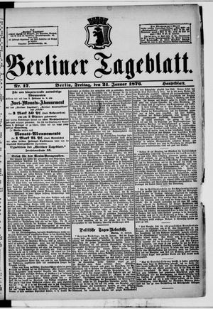 Berliner Tageblatt und Handels-Zeitung on Jan 21, 1876