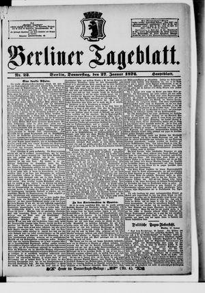 Berliner Tageblatt und Handels-Zeitung vom 27.01.1876