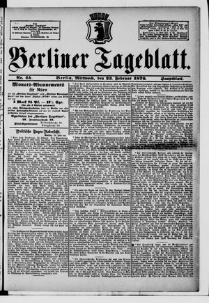 Berliner Tageblatt und Handels-Zeitung vom 23.02.1876