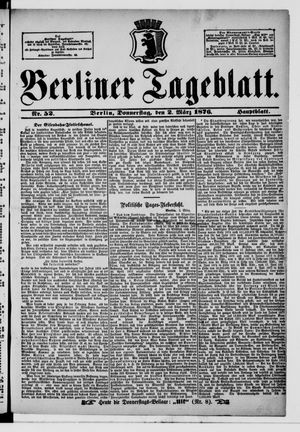 Berliner Tageblatt und Handels-Zeitung vom 02.03.1876