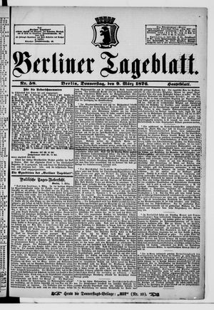 Berliner Tageblatt und Handels-Zeitung vom 09.03.1876