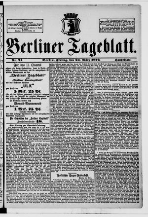 Berliner Tageblatt und Handels-Zeitung vom 24.03.1876