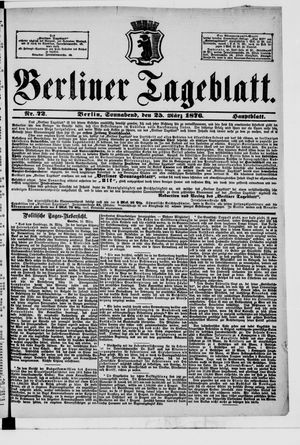 Berliner Tageblatt und Handels-Zeitung vom 25.03.1876