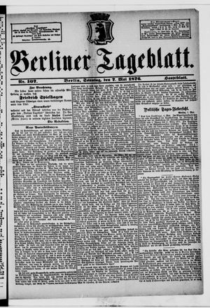 Berliner Tageblatt und Handels-Zeitung vom 07.05.1876