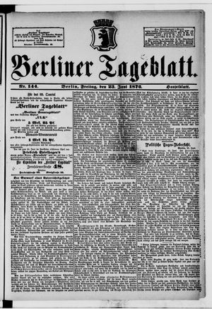 Berliner Tageblatt und Handels-Zeitung vom 23.06.1876
