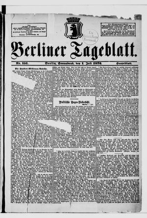 Berliner Tageblatt und Handels-Zeitung vom 01.07.1876