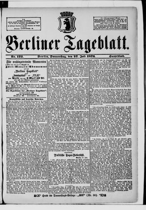 Berliner Tageblatt und Handels-Zeitung vom 27.07.1876