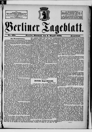 Berliner Tageblatt und Handels-Zeitung vom 02.08.1876