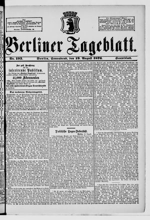 Berliner Tageblatt und Handels-Zeitung vom 19.08.1876